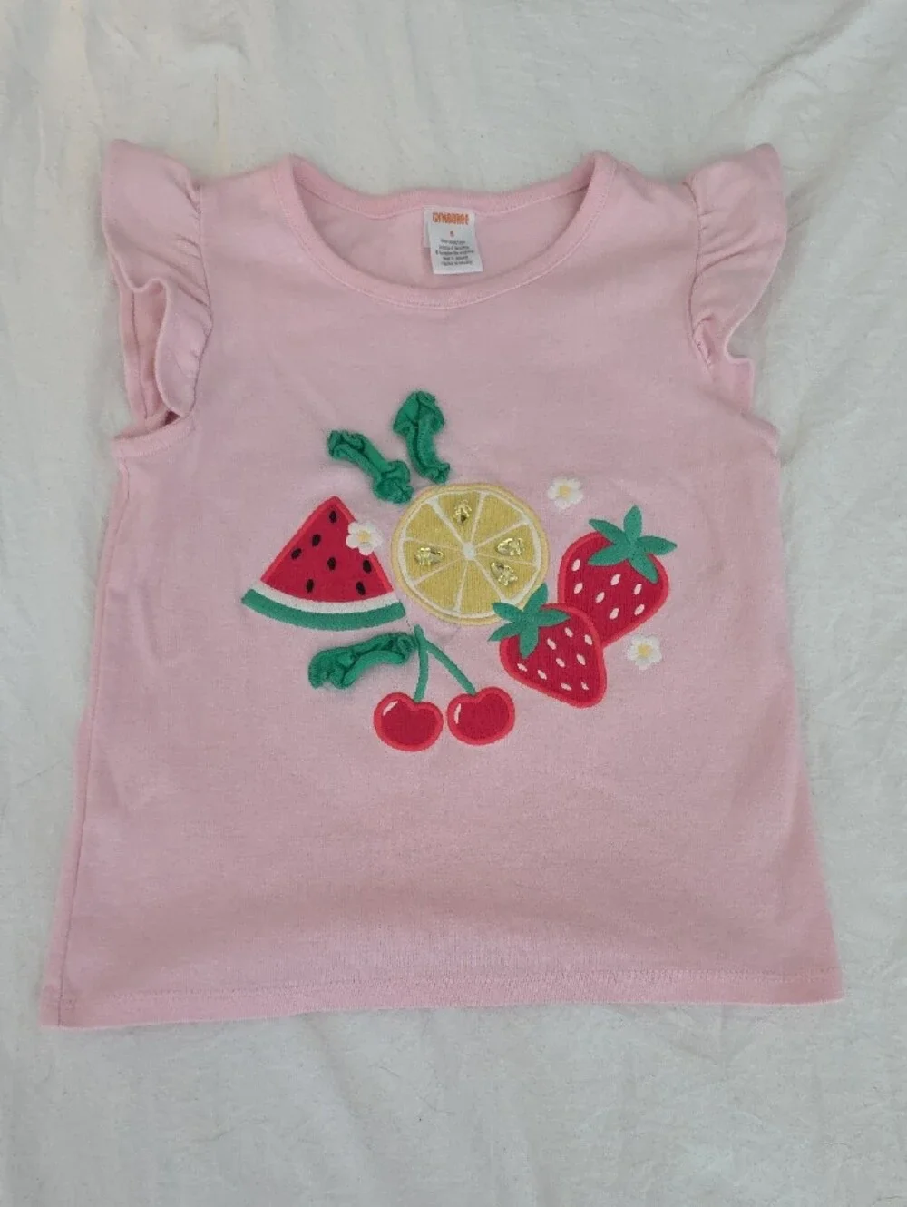 The Children's Place Pink Fruit Applique Pajama Set with Strawberry Leggings